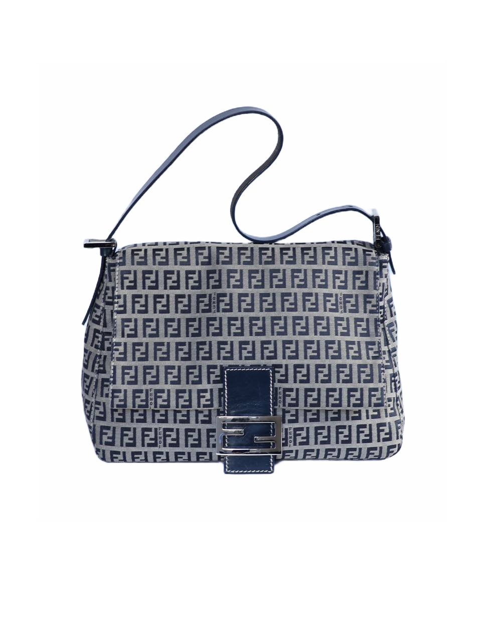 Fendi Navy Zucca Mamma Baguette Bag