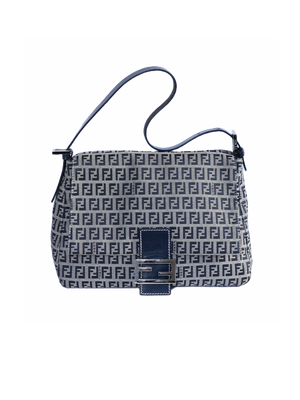 Fendi Navy Zucca Mamma Baguette Bag