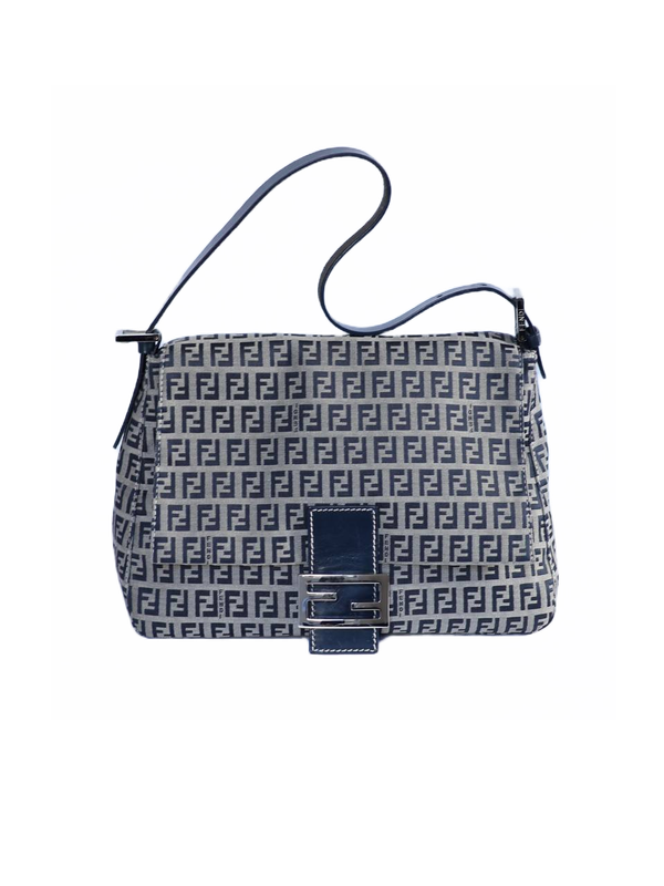 Fendi Navy Zucca Mamma Baguette Bag