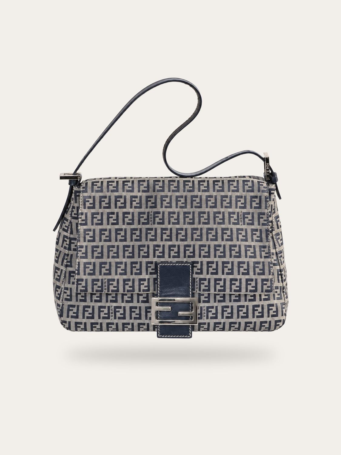 Fendi Navy Zucca Mamma Baguette Bag