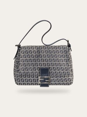 Fendi Navy Zucca Mamma Baguette Bag