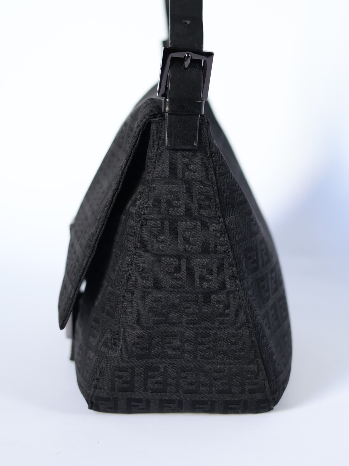Fendi Black Zucca Mamma Baguette Bag