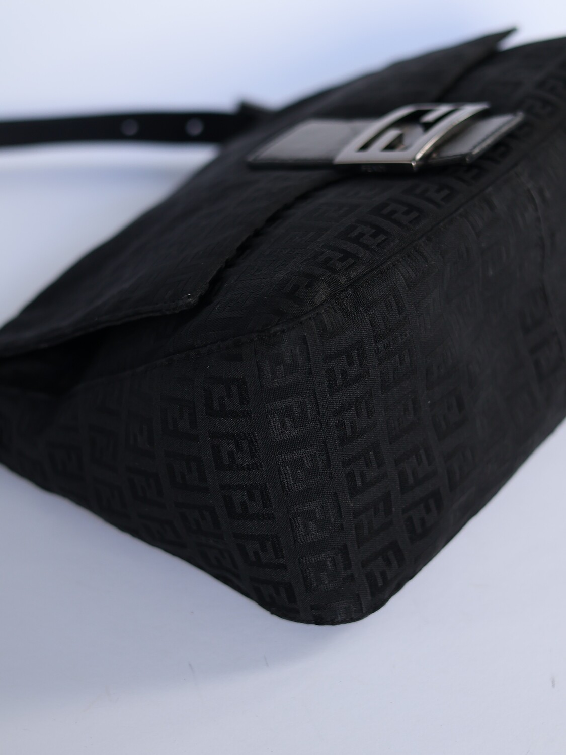Fendi Black Zucca Mamma Baguette Bag