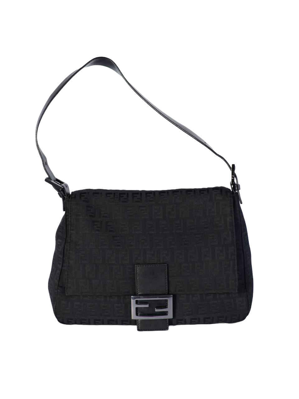 Fendi Black Zucca Mamma Baguette Bag