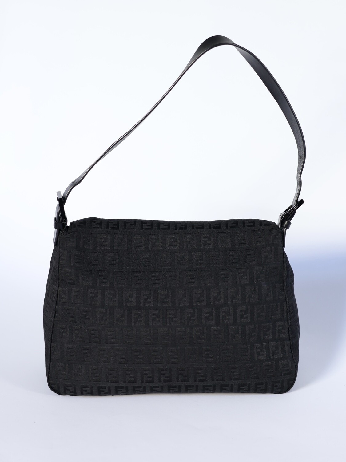 Fendi Black Zucca Mamma Baguette Bag