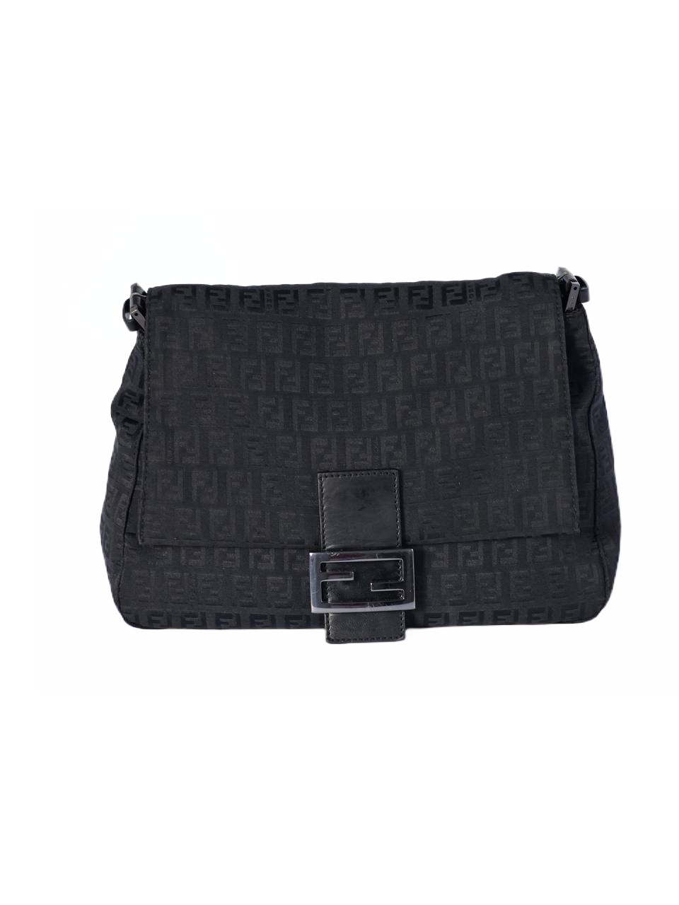Fendi Black Zucca Mamma Baguette Bag
