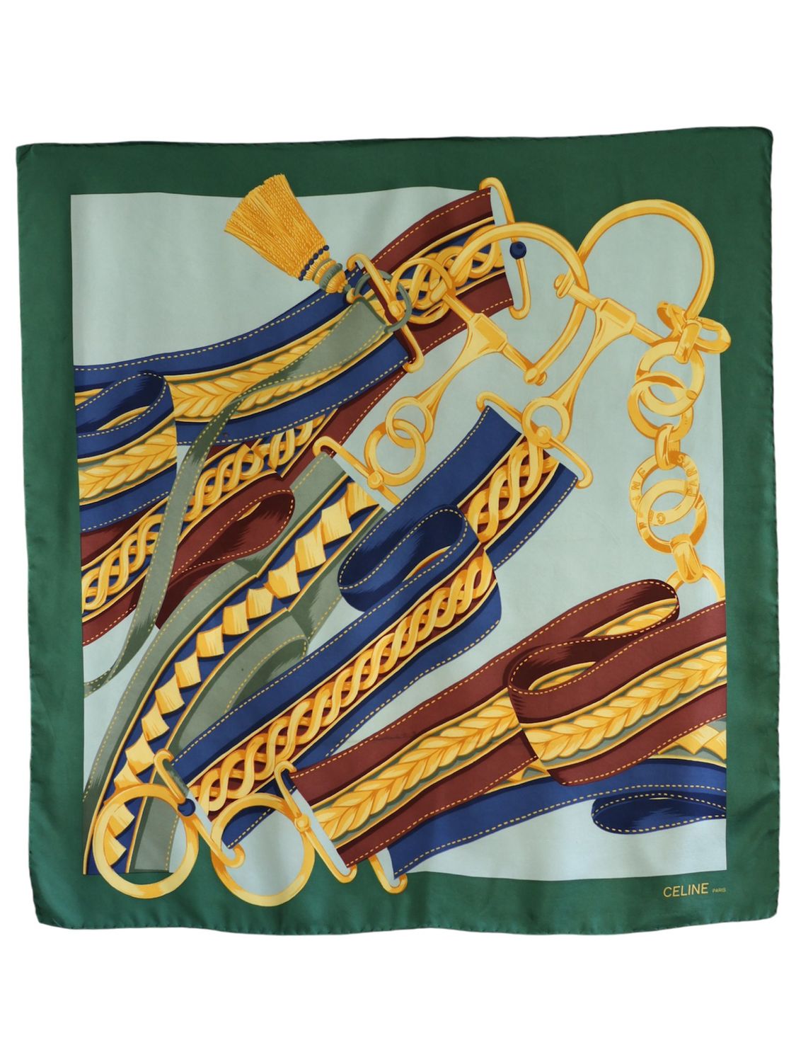 CELINE GREEN SILK SCARF