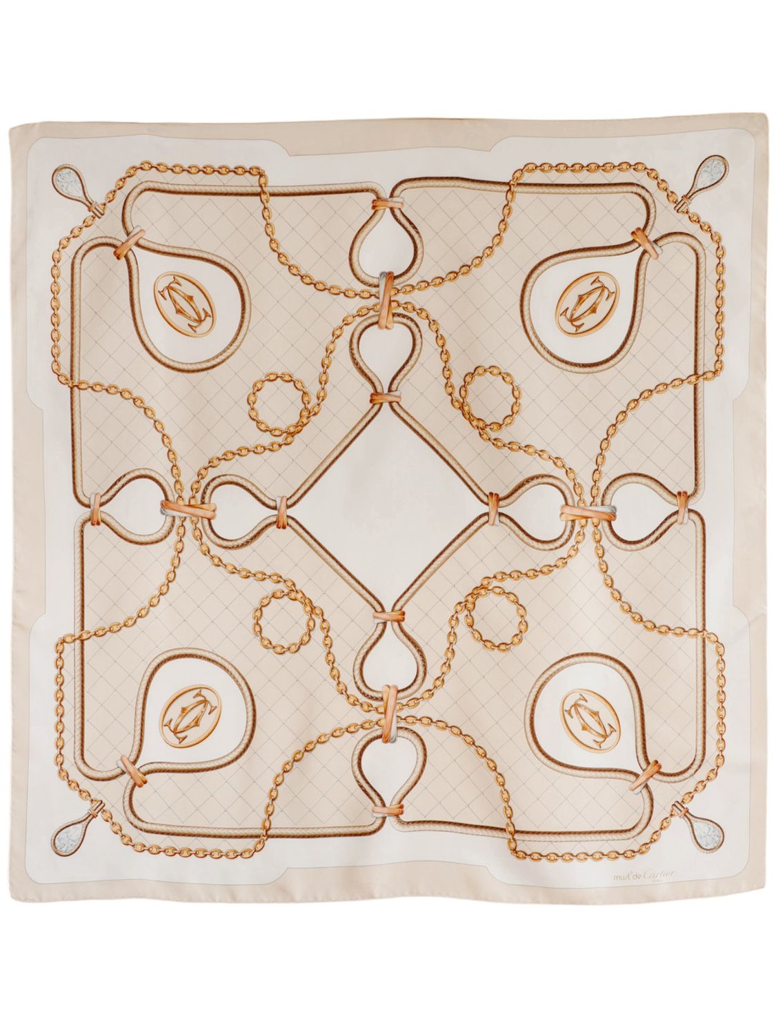 CARTIER BEIGE SILK SCARF