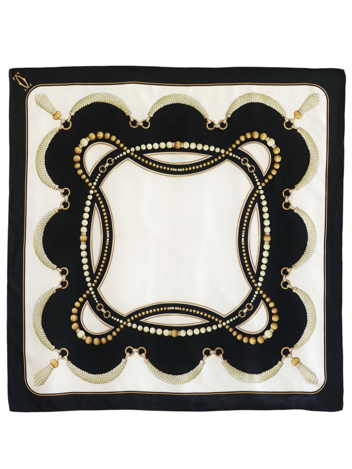 CARTIER BLACK SILK SCARF