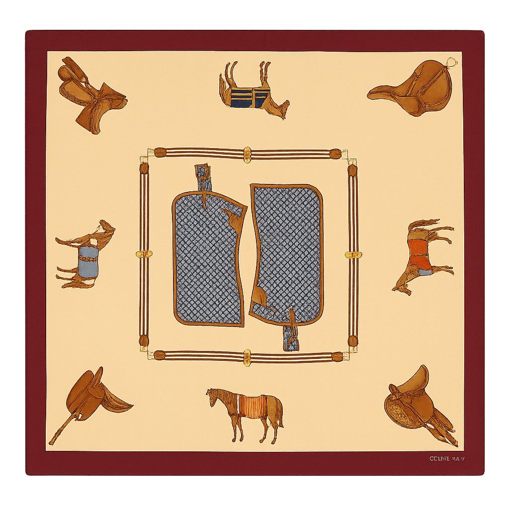 Celine Horse &amp; Saddle Silk Scarf