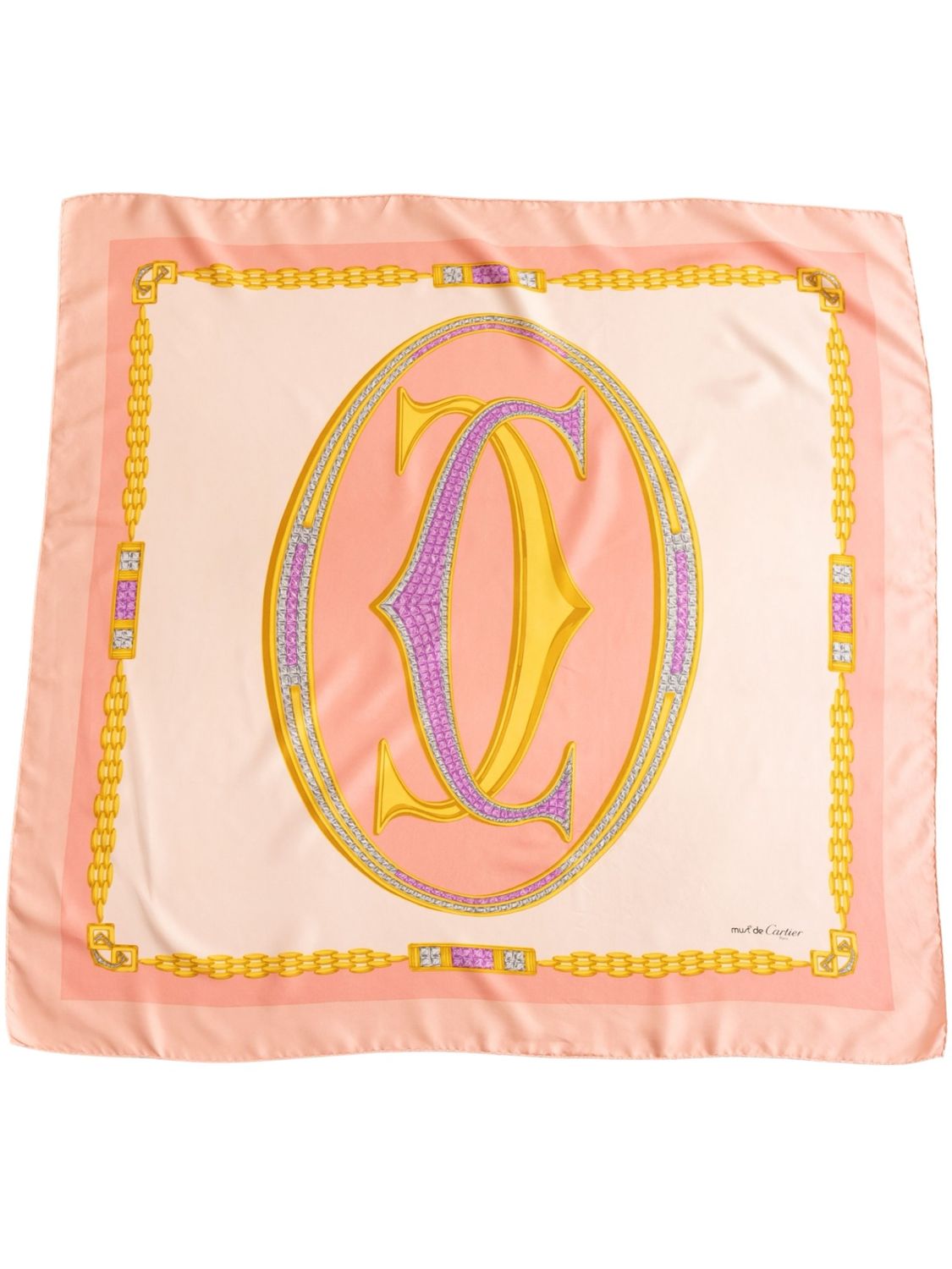 Cartier Pink Monogram Silk Scarf