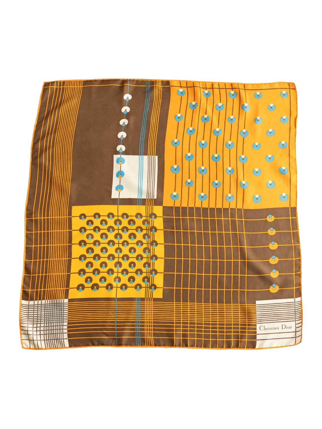 Christian Dior Ochre Mosaic Silk Scarf