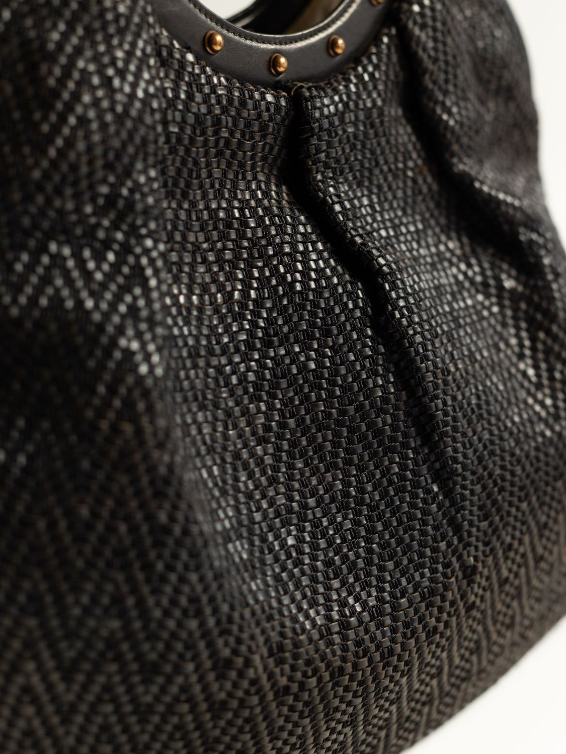 Gucci Woven Leather Bamboo Bag