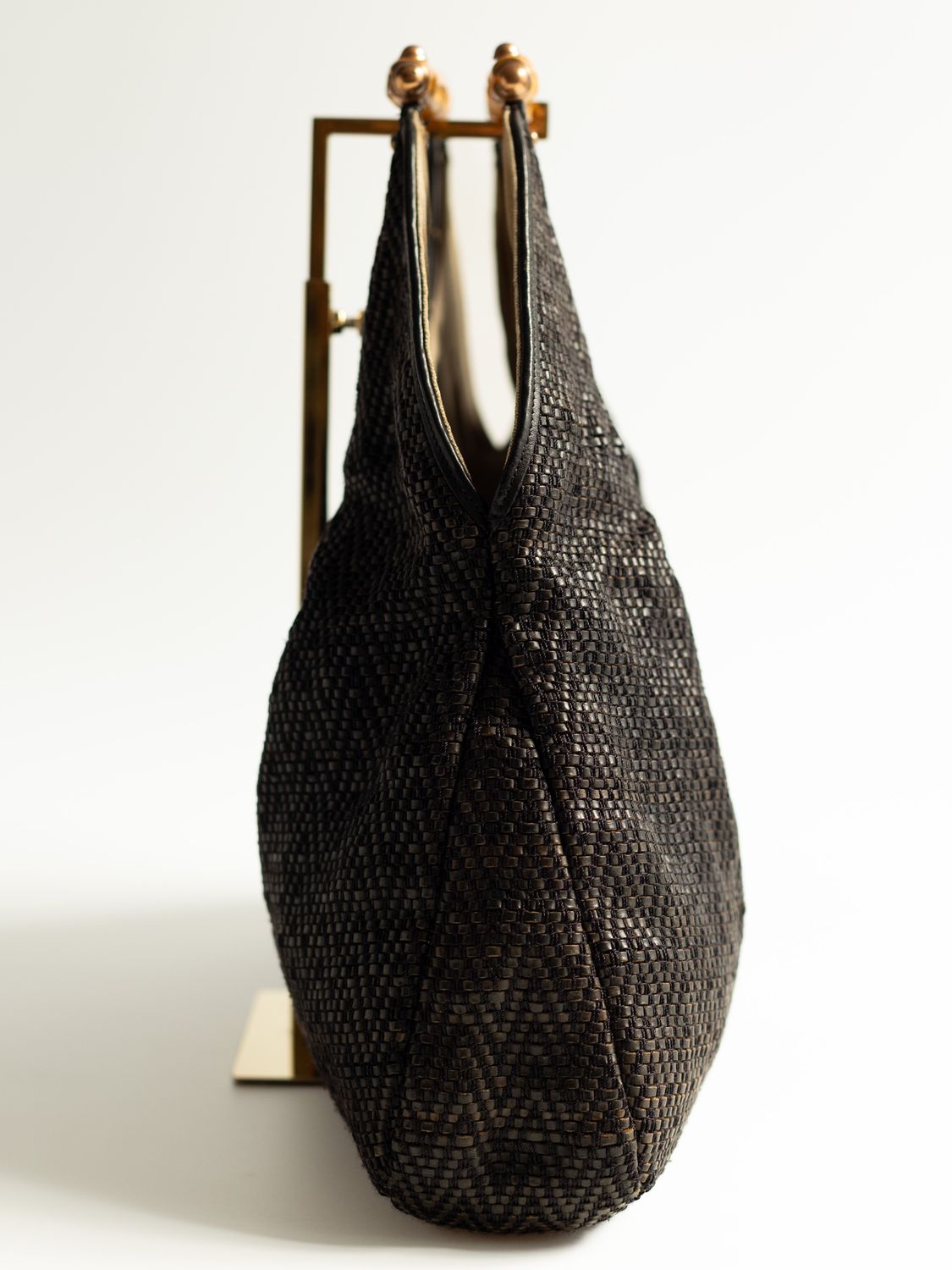 Gucci Woven Leather Bamboo Bag