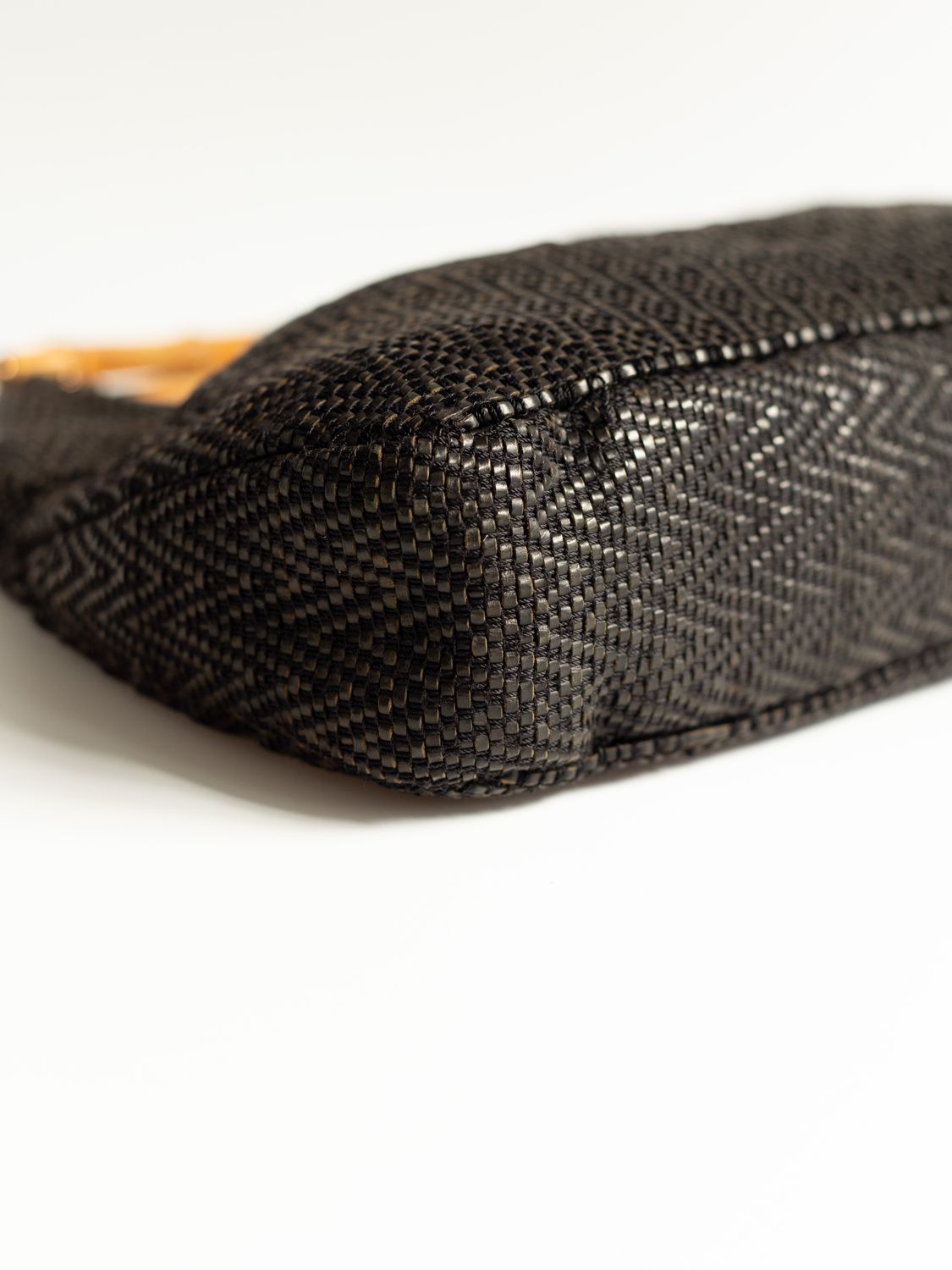 Gucci Woven Leather Bamboo Bag