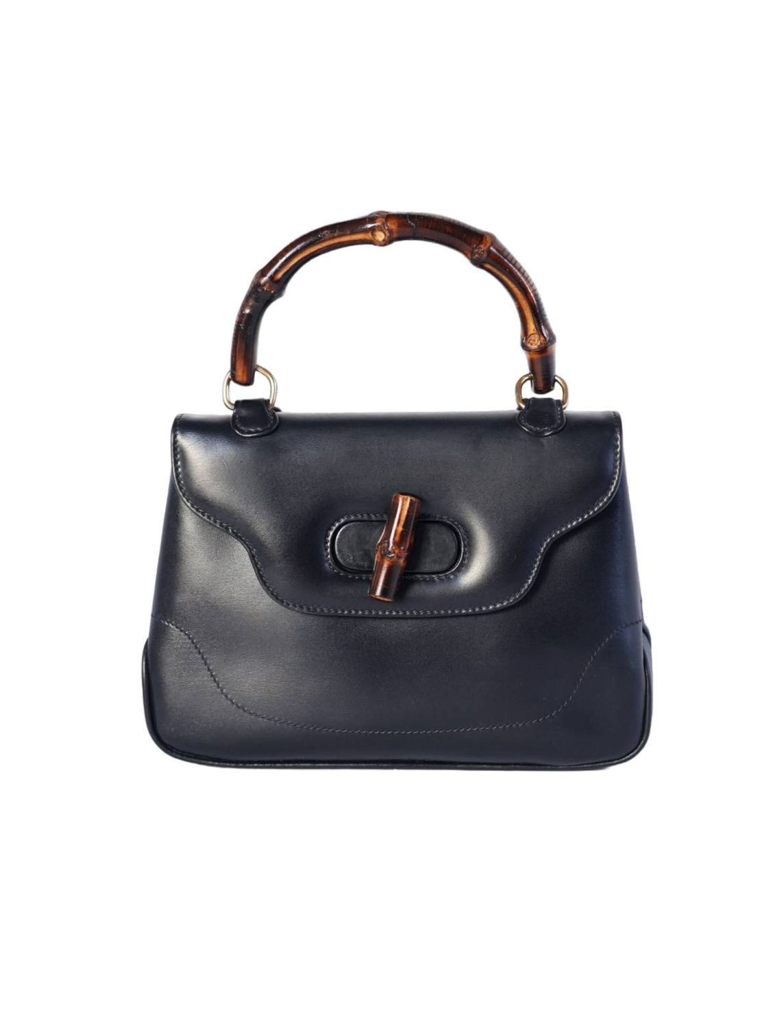 Gucci 1960s Bamboo Navy Blue Bag