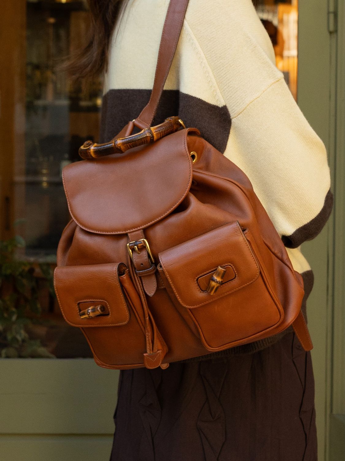 Gucci Bamboo Cognac Backpack