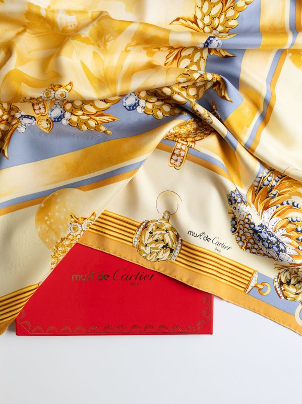 Cartier Gold Jewelry Silk Scarf
