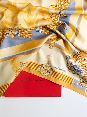 Cartier Gold Jewelry Silk Scarf