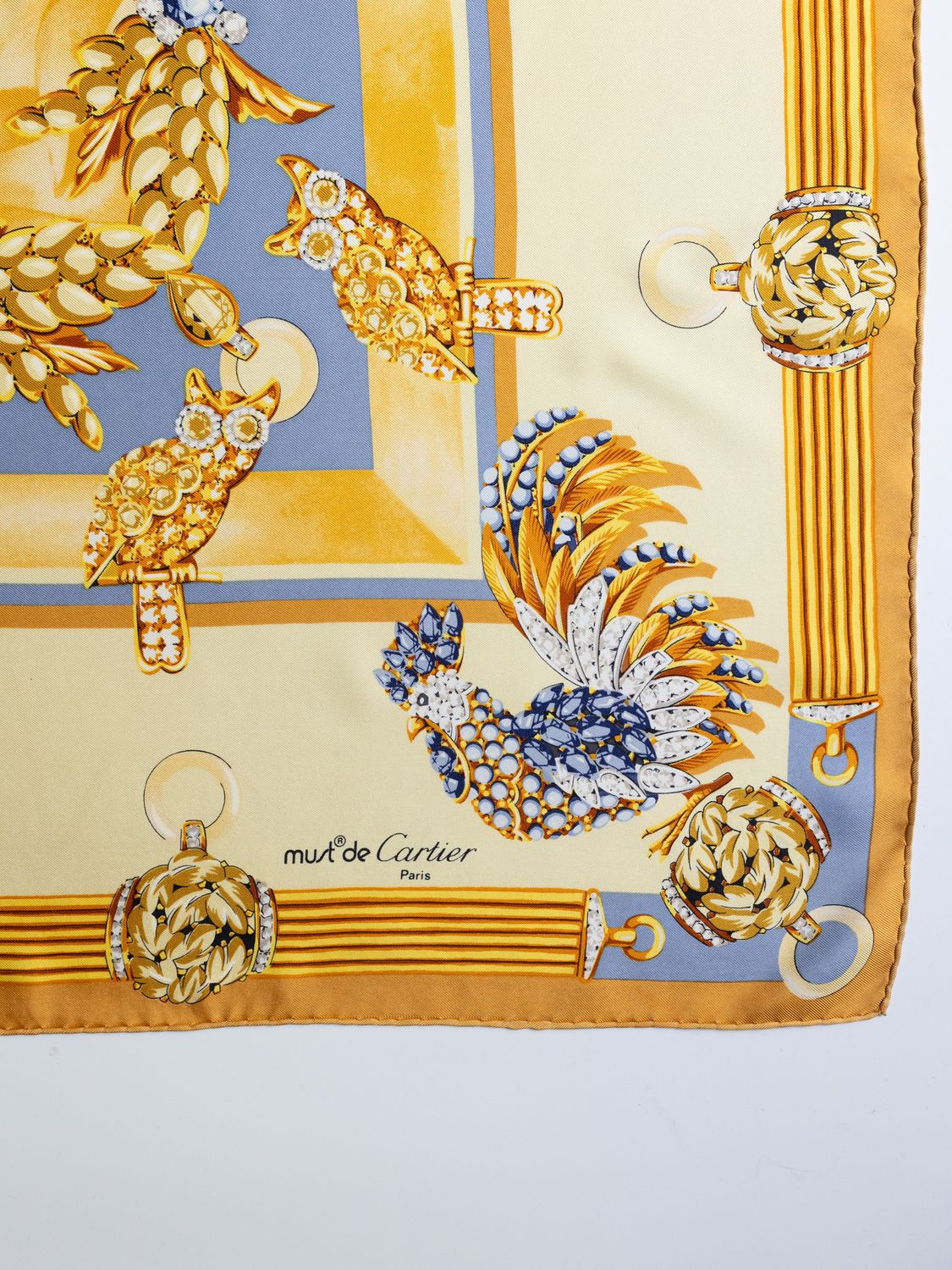 Cartier Gold Jewelry Silk Scarf