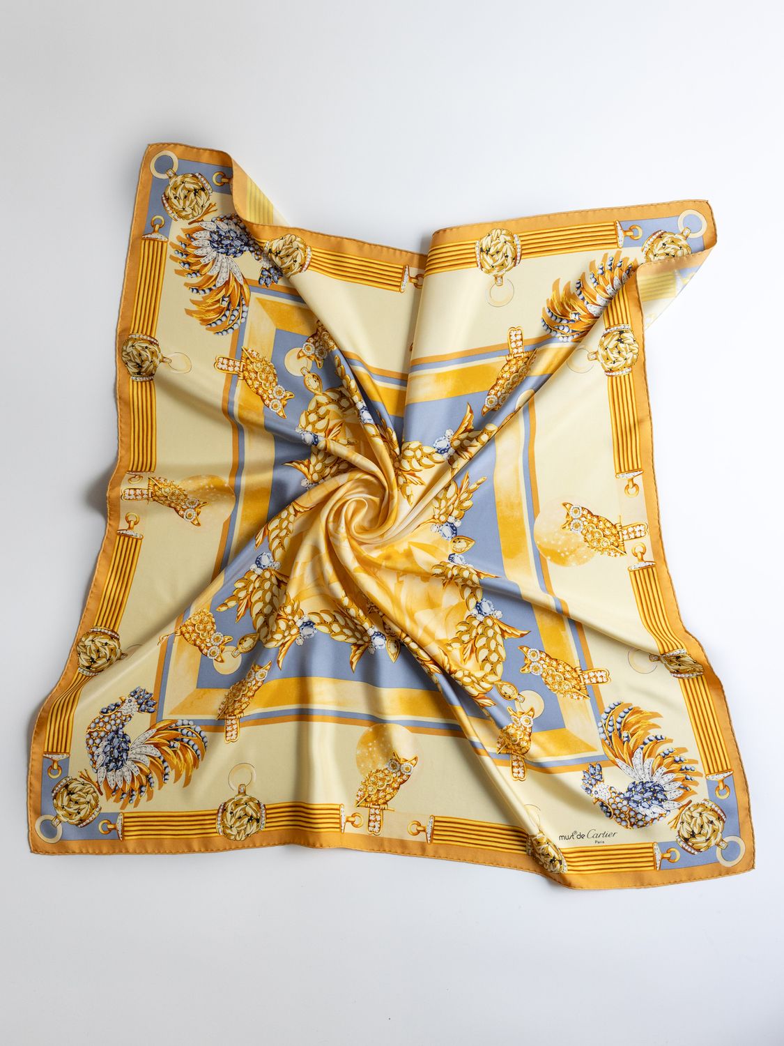 Cartier Gold Jewelry Silk Scarf