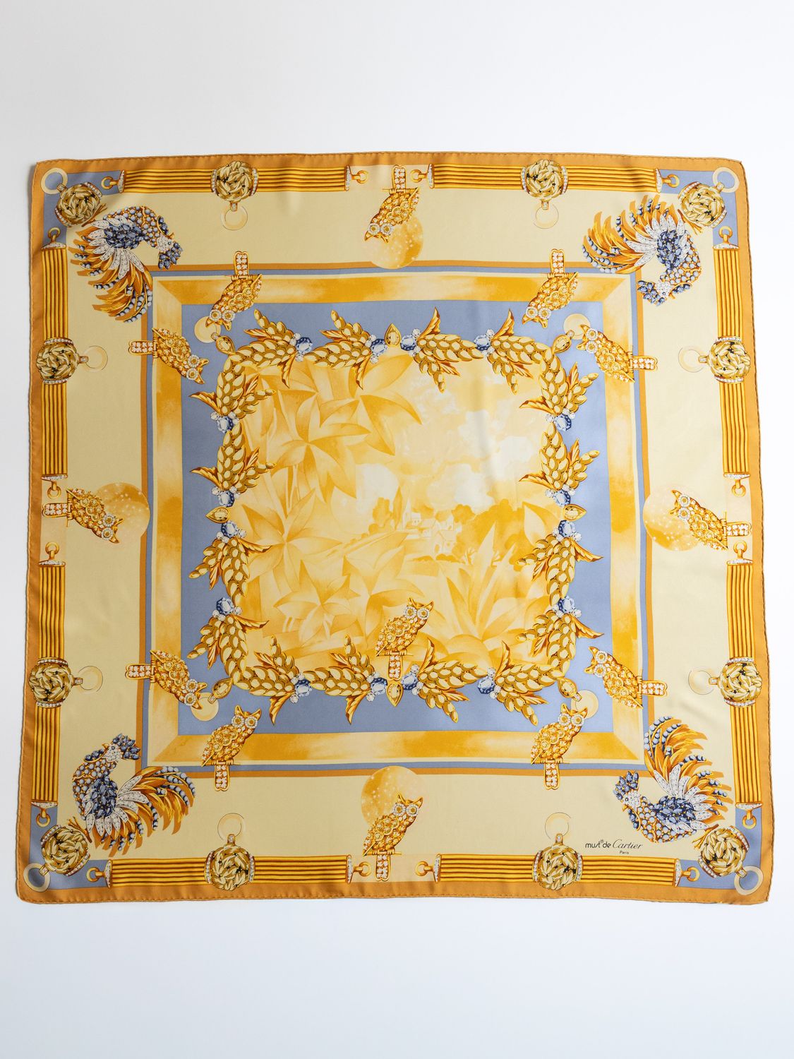 Cartier Gold Jewelry Silk Scarf