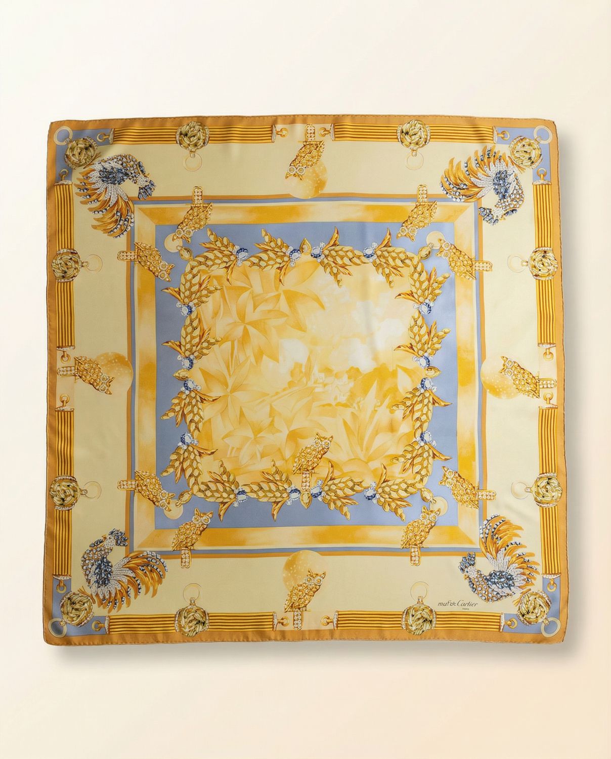 Cartier Gold Jewelry Silk Scarf