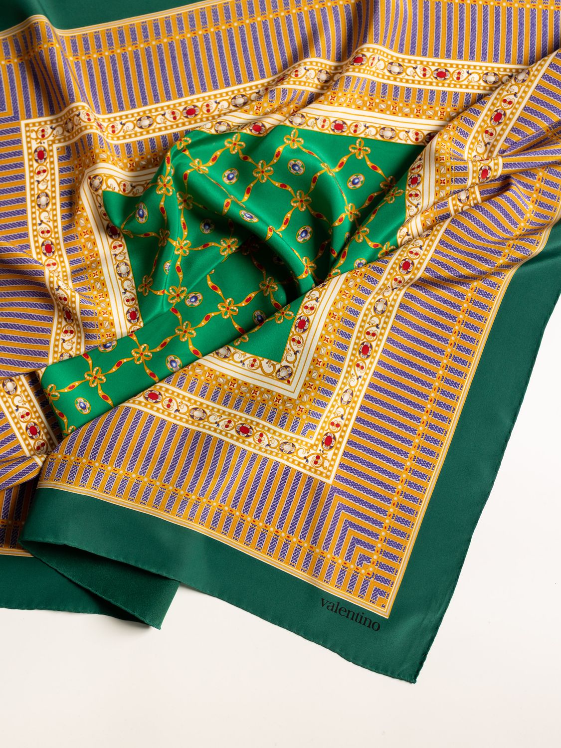 Valentino Jewelry Motif Silk Scarf