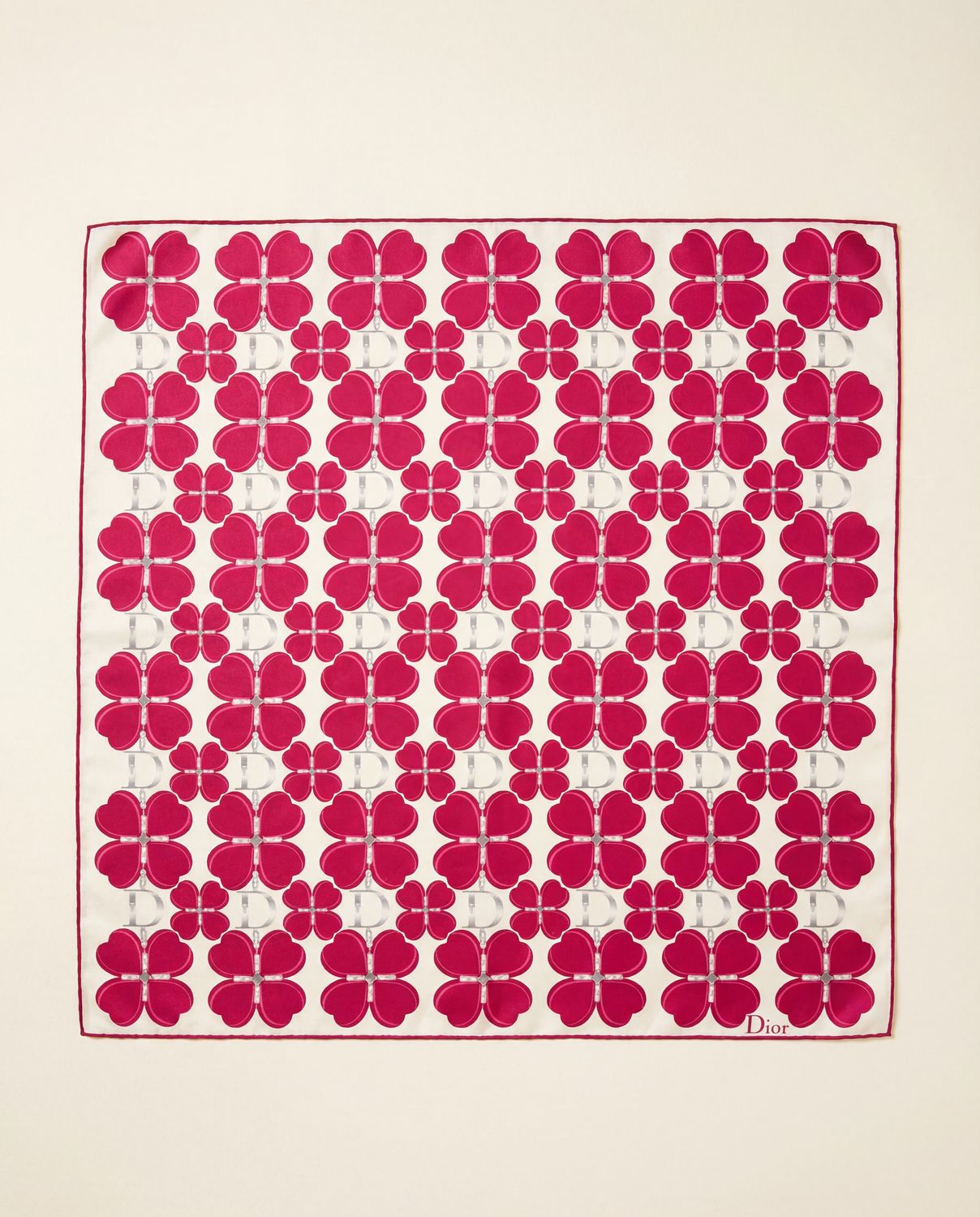 Christian Dior Heart Clover Silk Scarf