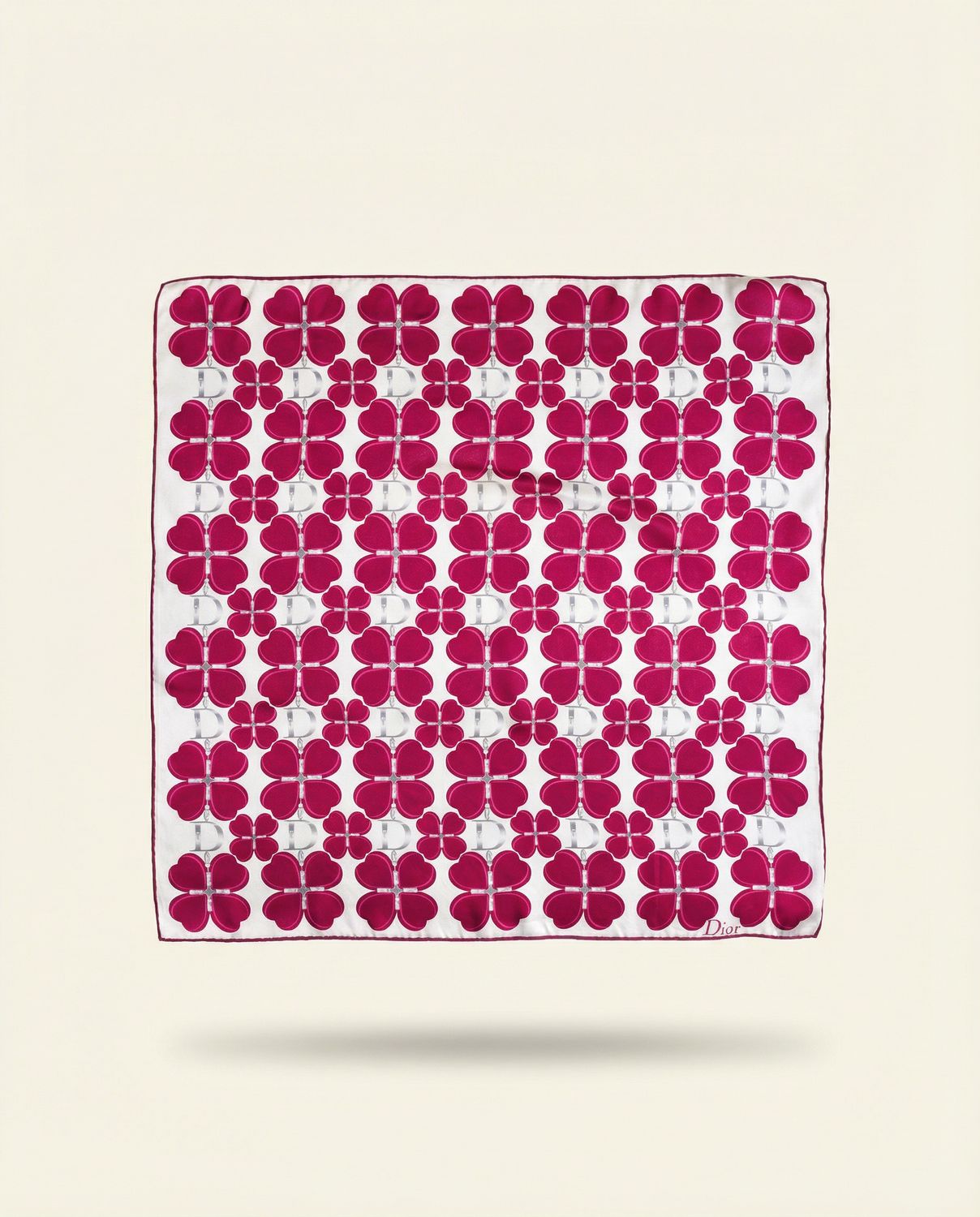 Christian Dior Heart Clover Silk Scarf