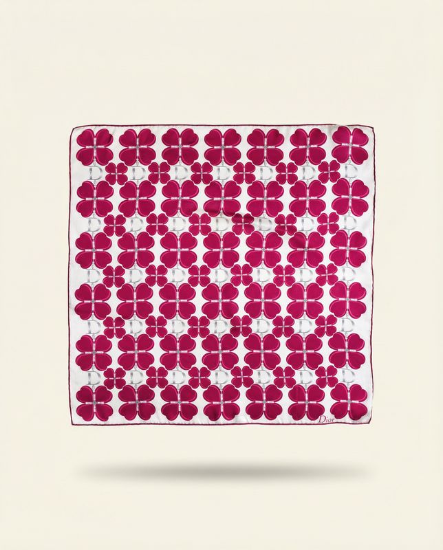 Christian Dior Heart Clover Silk Scarf