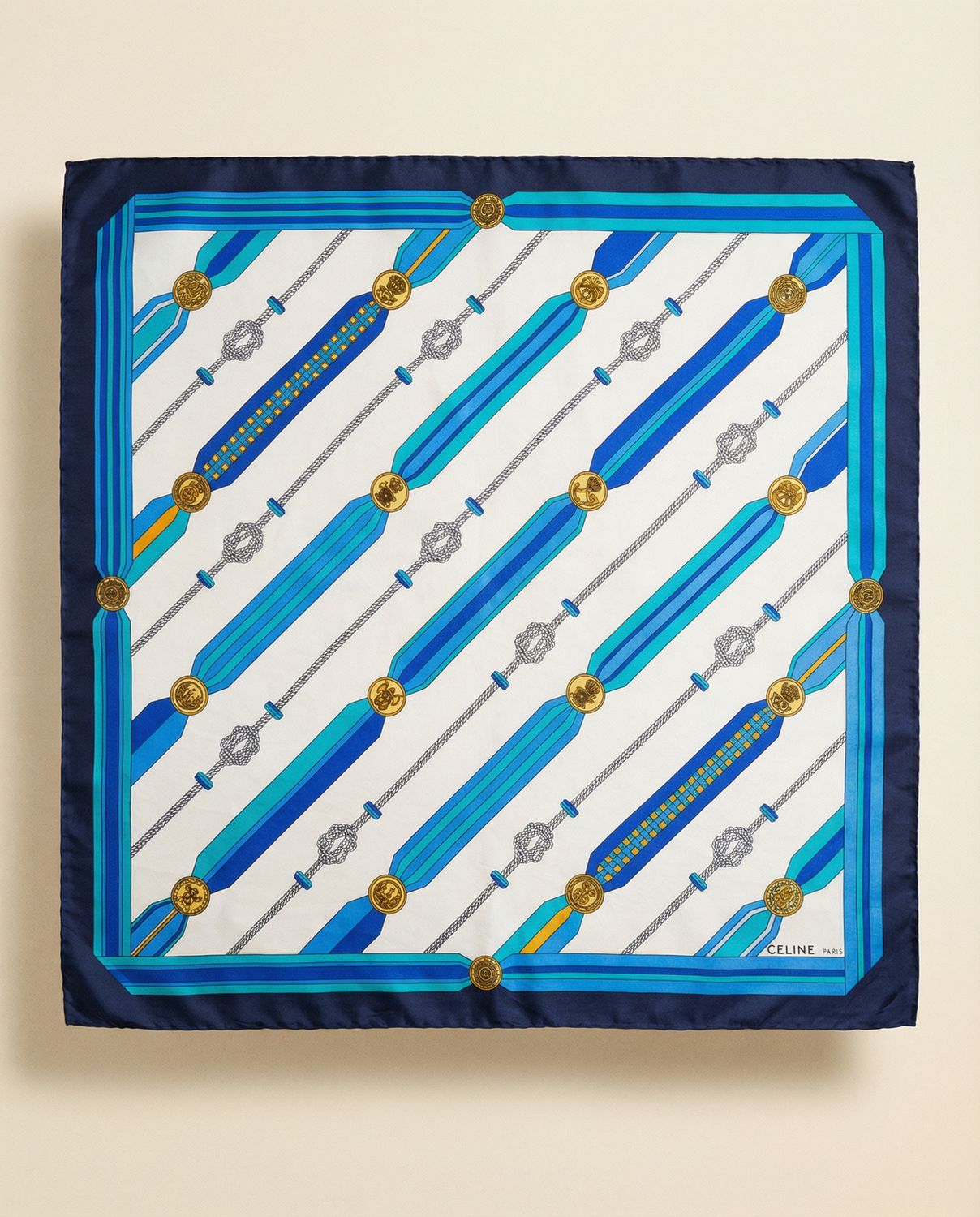 Celine Medallion Chain Silk Scarf