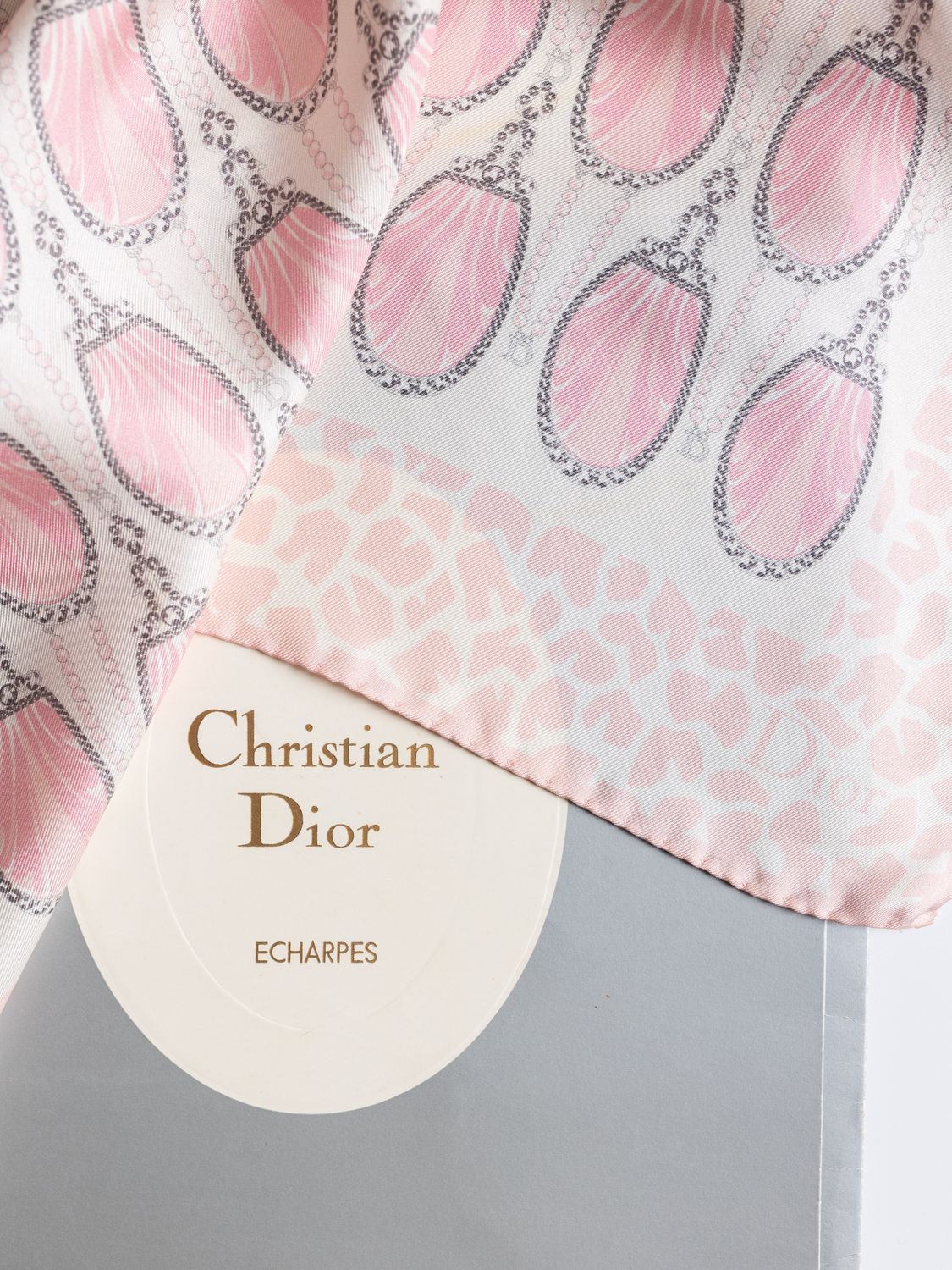 Christian Dior Pink Perfume Bottle Silk Scarf