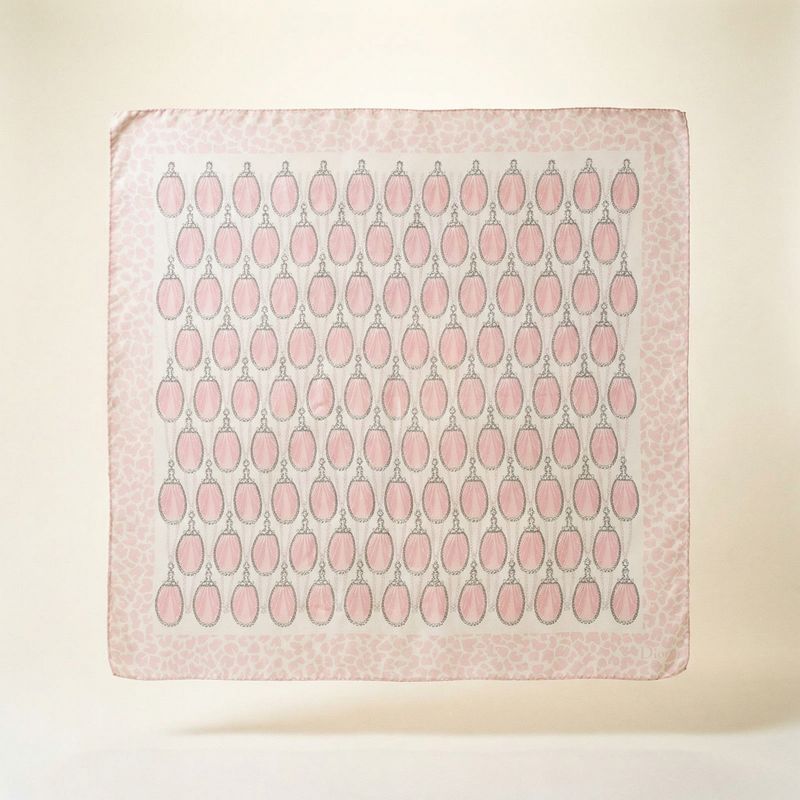 Christian Dior Pink Perfume Bottle Silk Scarf