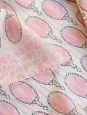 Christian Dior Pink Perfume Bottle Silk Scarf