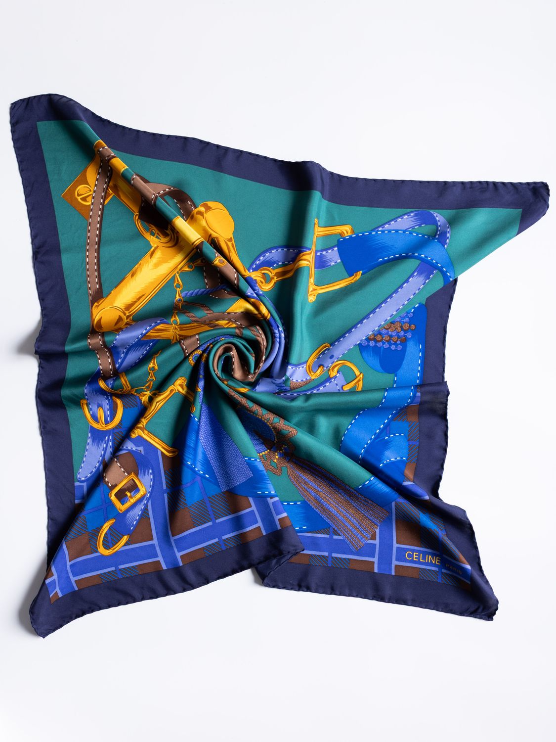 Celine Equestrian Tassel Silk Scarf