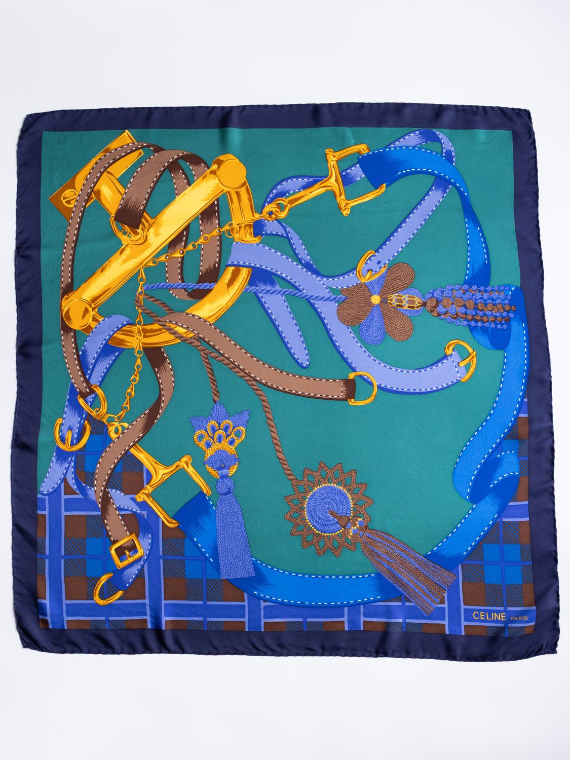 Celine Equestrian Tassel Silk Scarf
