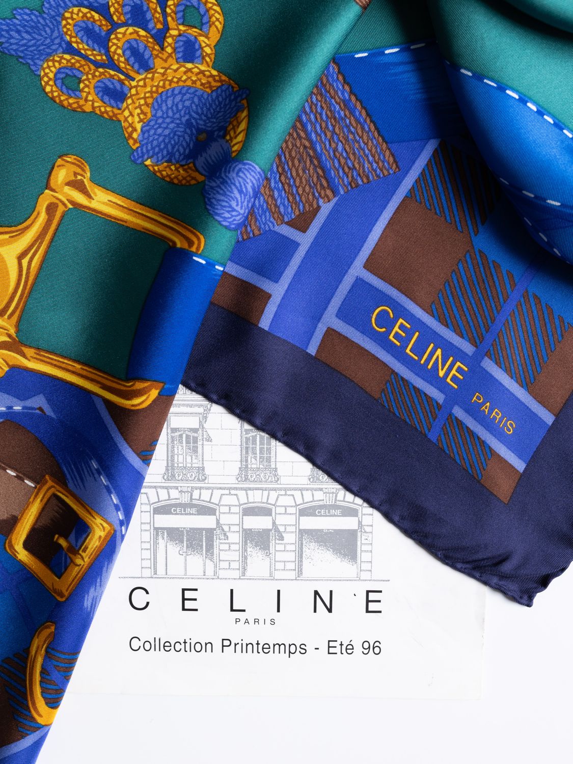 Celine Equestrian Tassel Silk Scarf