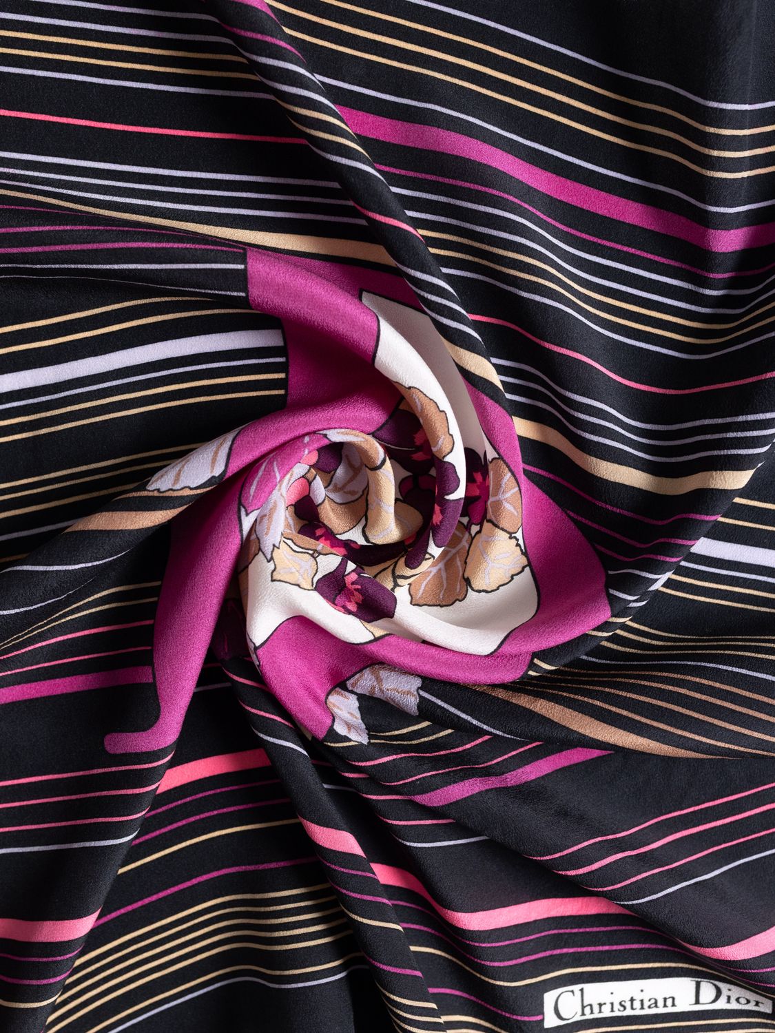 Christian Dior Floral Monogram "D" Silk Scarf