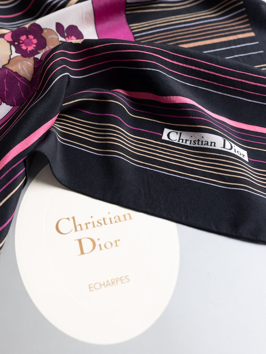 Christian Dior Floral Monogram "D" Silk Scarf