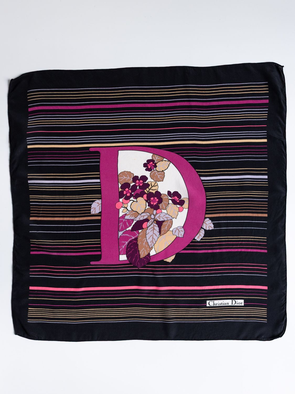 Christian Dior Floral Monogram "D" Silk Scarf