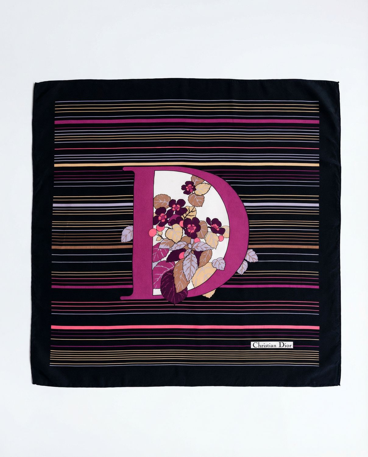 Christian Dior Floral Monogram "D" Silk Scarf