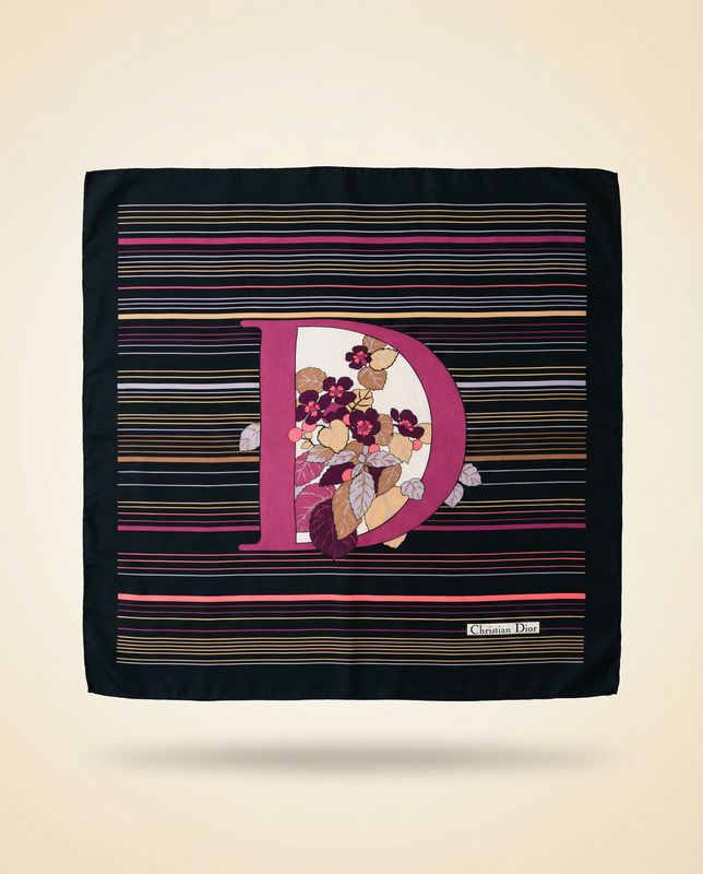 Christian Dior Floral Monogram "D" Silk Scarf