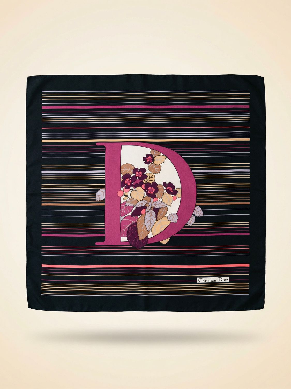 Christian Dior Floral Monogram "D" Silk Scarf