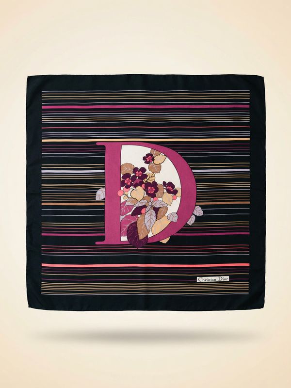Christian Dior Floral Monogram "D" Silk Scarf