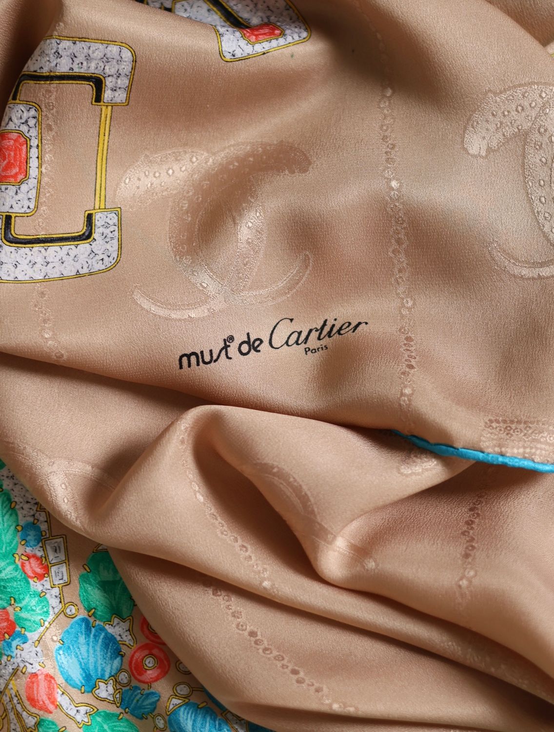 Cartier Jeweled Garland Silk Scarf