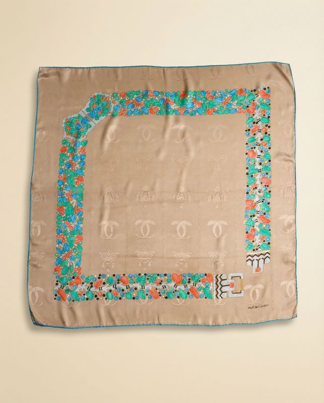 Cartier Jeweled Garland Silk Scarf