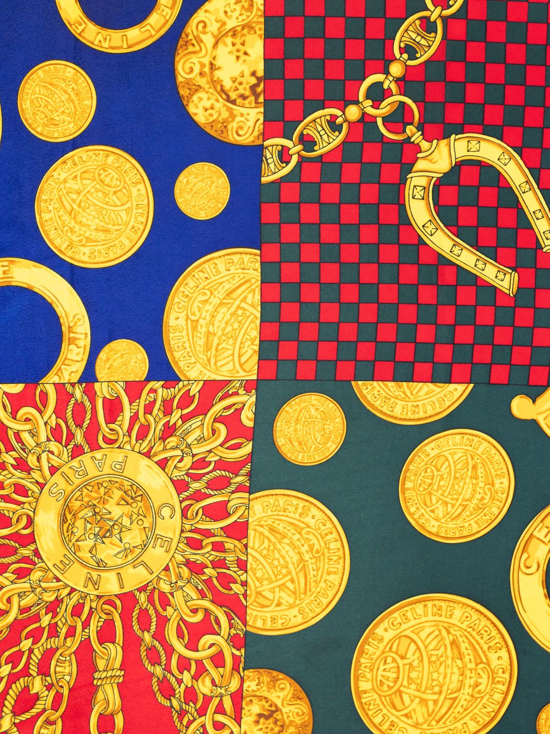 Celine Gold Chain &amp; Coin Silk Scarf