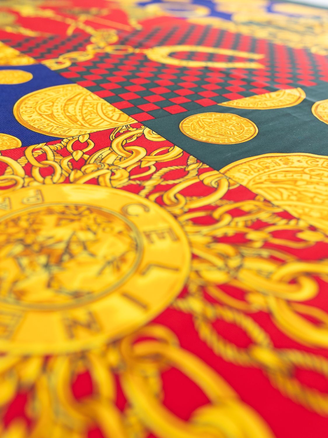 Celine Gold Chain &amp; Coin Silk Scarf