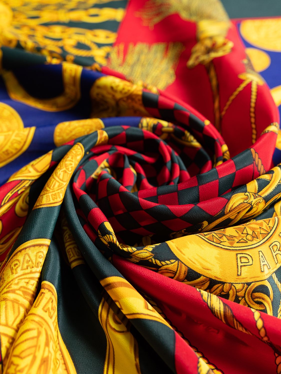 Celine Gold Chain &amp; Coin Silk Scarf